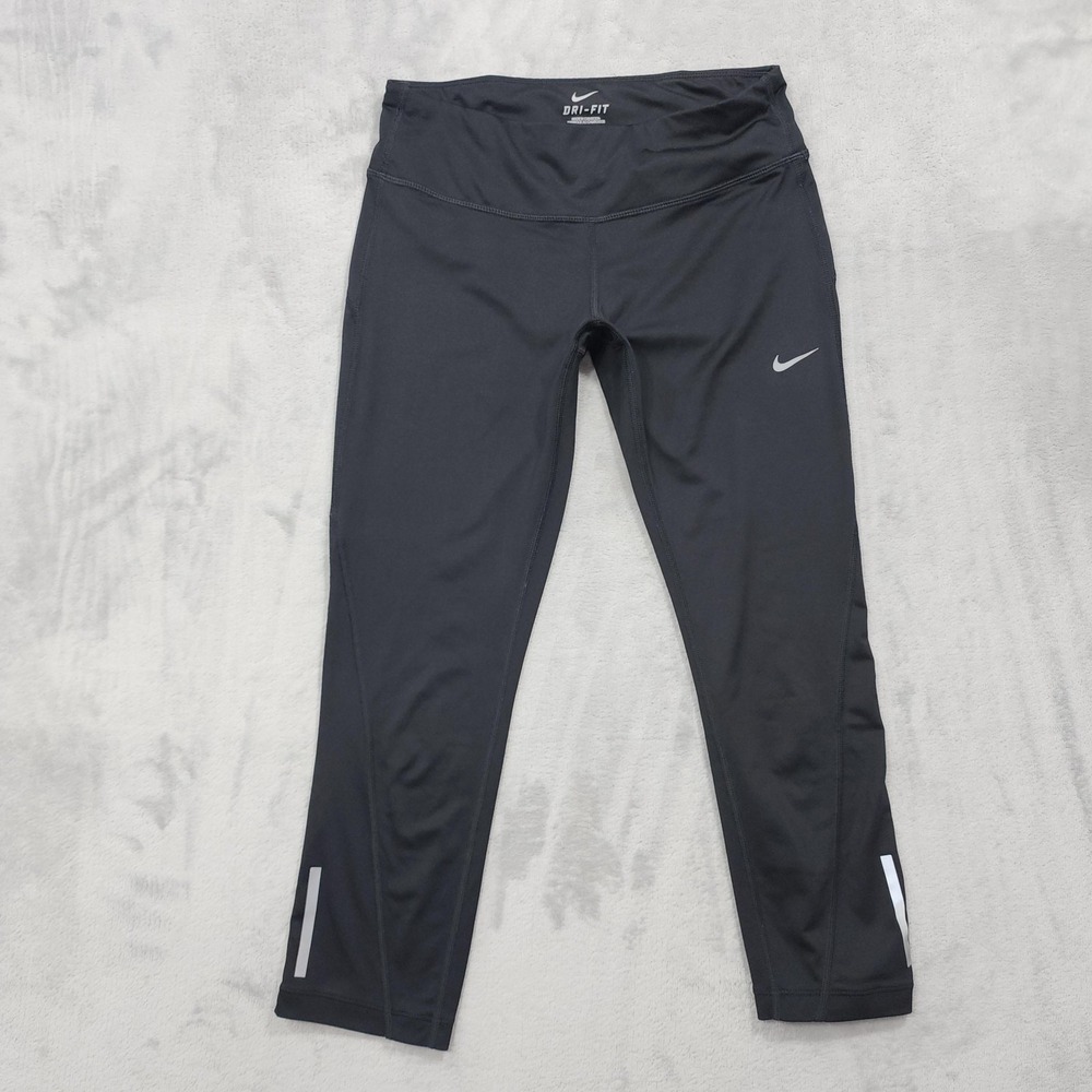 Nike Leggings Womens S Black Dri-FIT Racer Cropped Running Capri Workout Gym